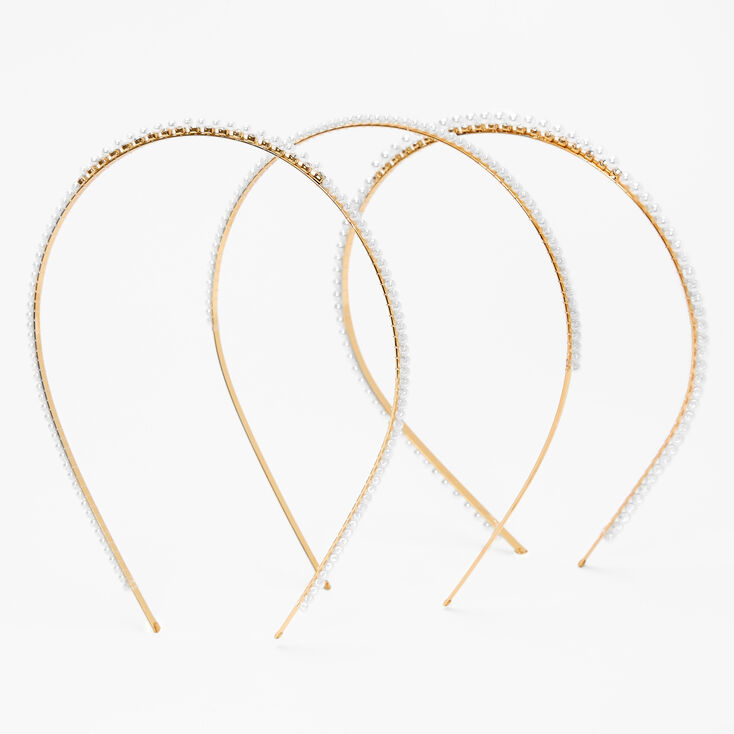 Gold Mixed Pearl Headbands - Ivory, 3 Pack,