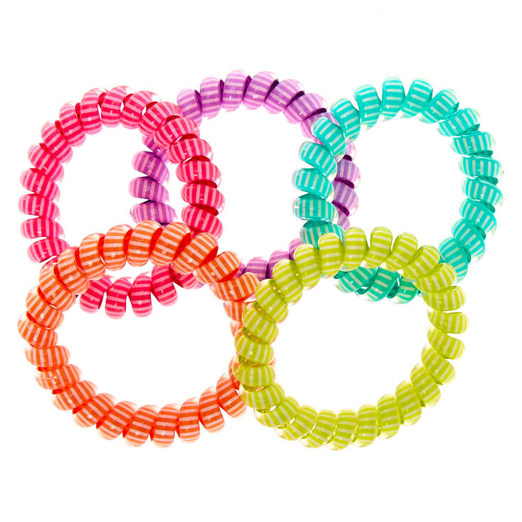 Claire&#39;s Club Striped Coil Bracelet Set - 5 Pack,
