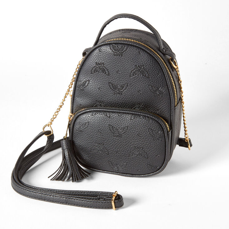 Love Angel Wings Small Crossbody Backpack - Black,