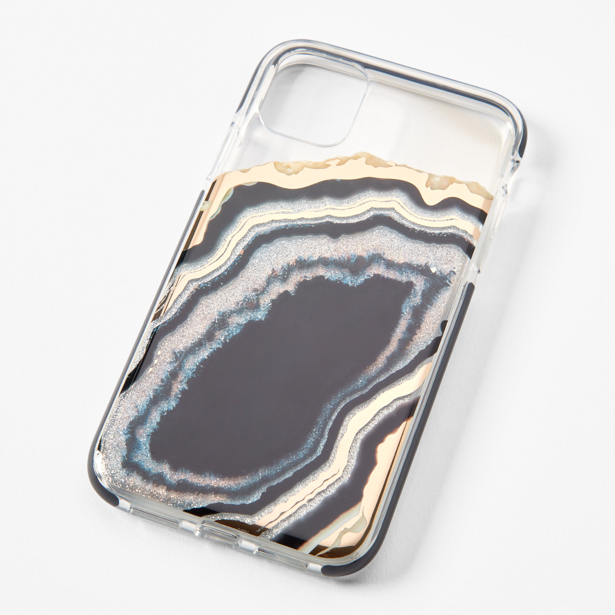 Black & Gold Agate Clear Phone Case - Fits iPhone® 11,