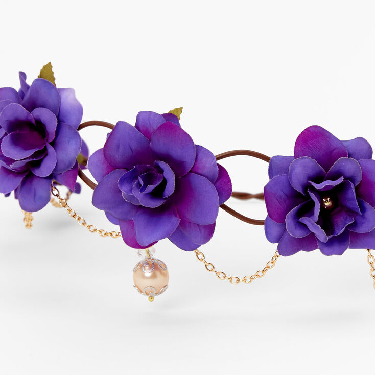 Gold Chain Flower Vine Headwrap - Purple,