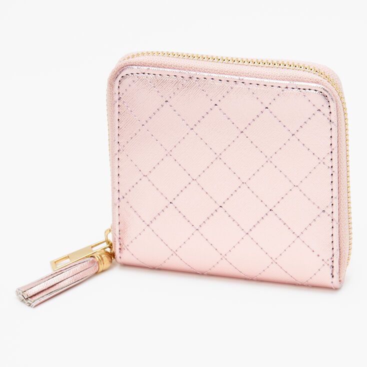 Claire's Petit portefeuille zippé matelassé - Rose