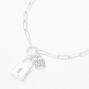Silver Double Lock Pendant Chain Necklace,