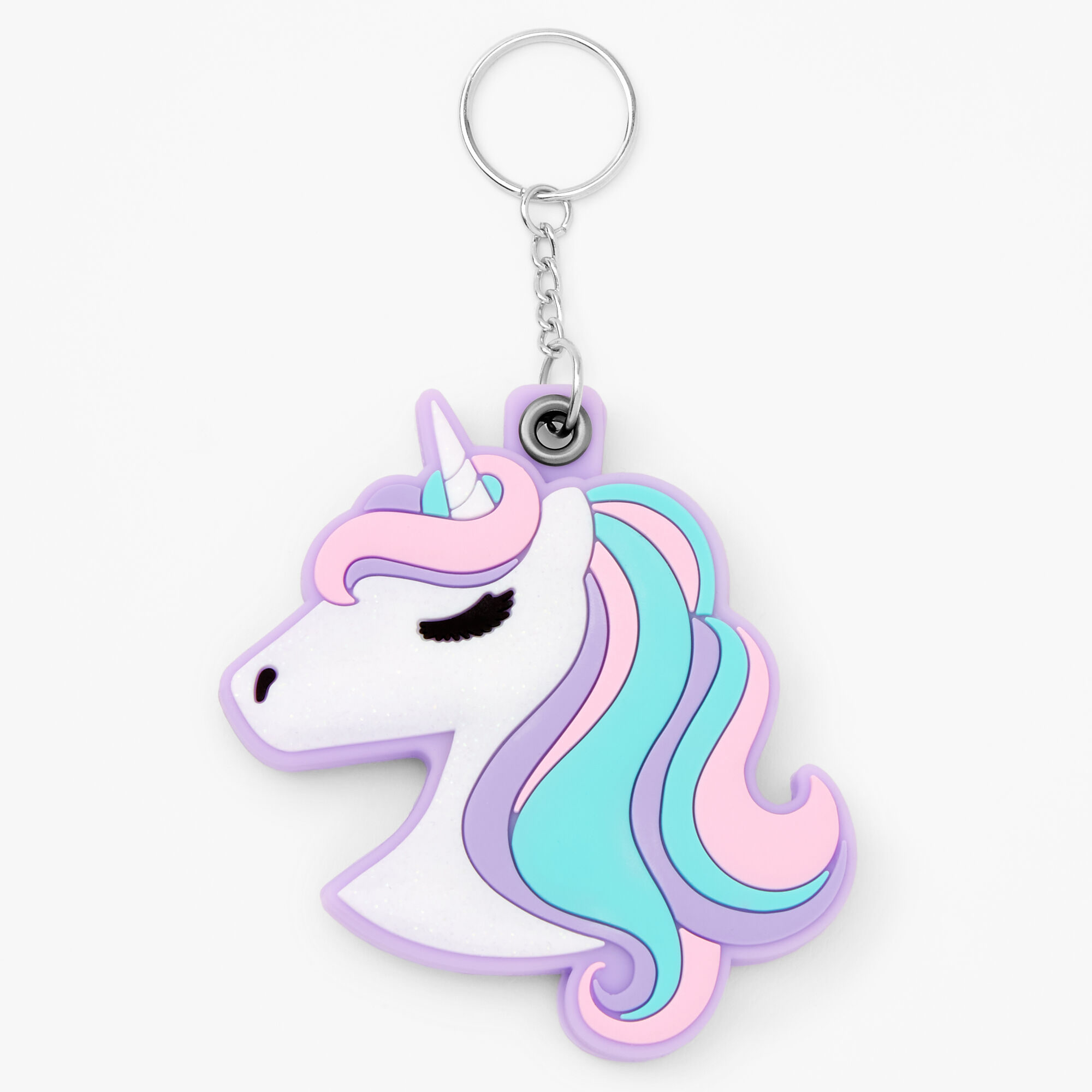 Unicorn Compact Mirror Keychain White
