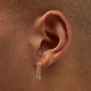 Clous d&#39;oreilles pendants cha&icirc;ne couleur dor&eacute;e,