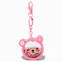 Porte-cl&eacute;s &agrave; paillettes rempli d&rsquo;eau ours visage d&#39;ours rose,