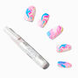 Blue Marble Coffin Vegan Faux Nail Set - 24 Pack,