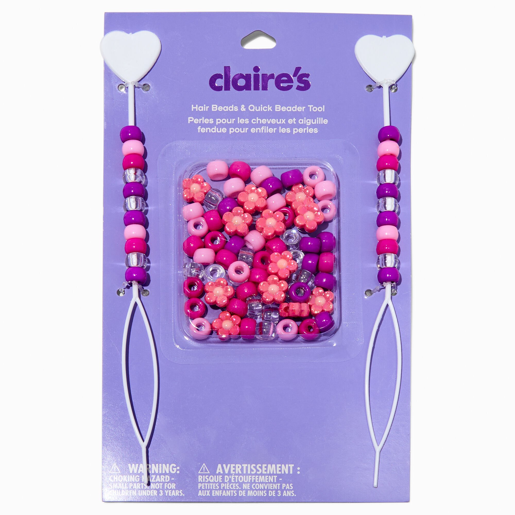 Pink Hair Beads & Quick Beader Tool Set,