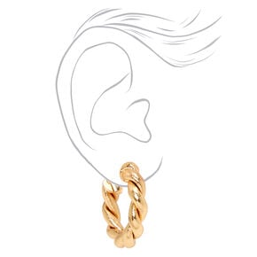 Gold 40MM Twisted Clip On Hoop Earrings,