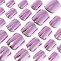 Faux ongles vegan autocollants carr&eacute;s lavande couleur chrome - Lot de 24,