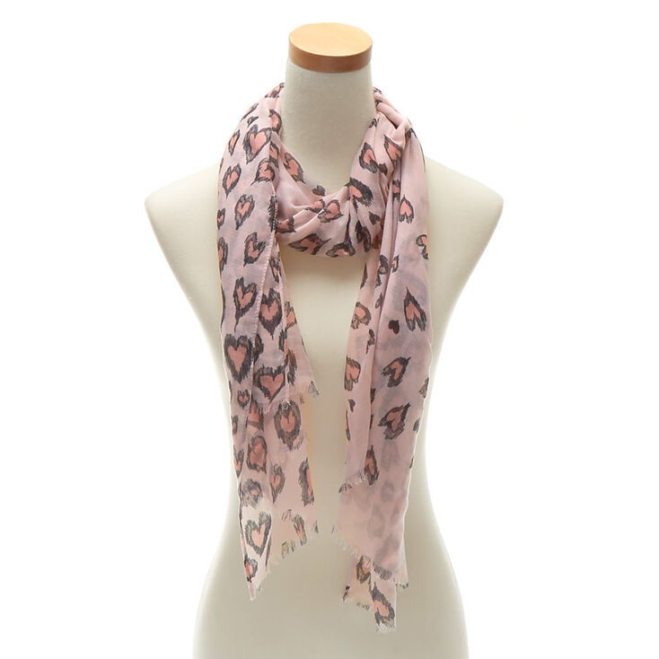 Pink Leopard Heart Fashion Scarf,