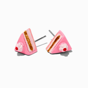 Clous d&#39;oreilles g&acirc;teau &agrave; &eacute;tages roses,