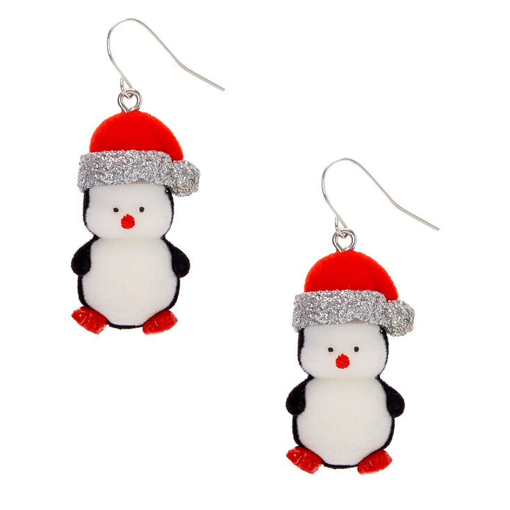 1.5&quot; Fuzzy Penguin Drop Earrings,