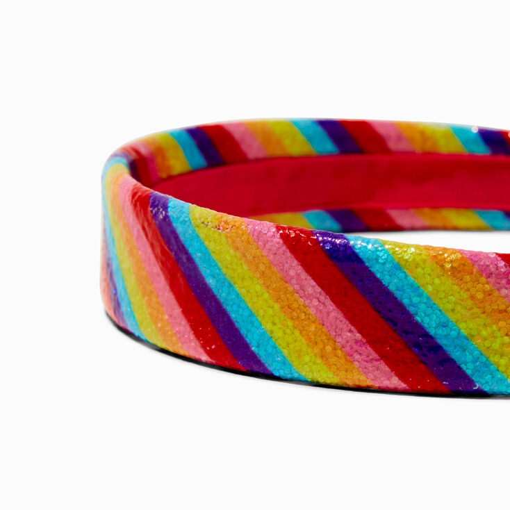 Rainbow Stripe Glitter Headband,