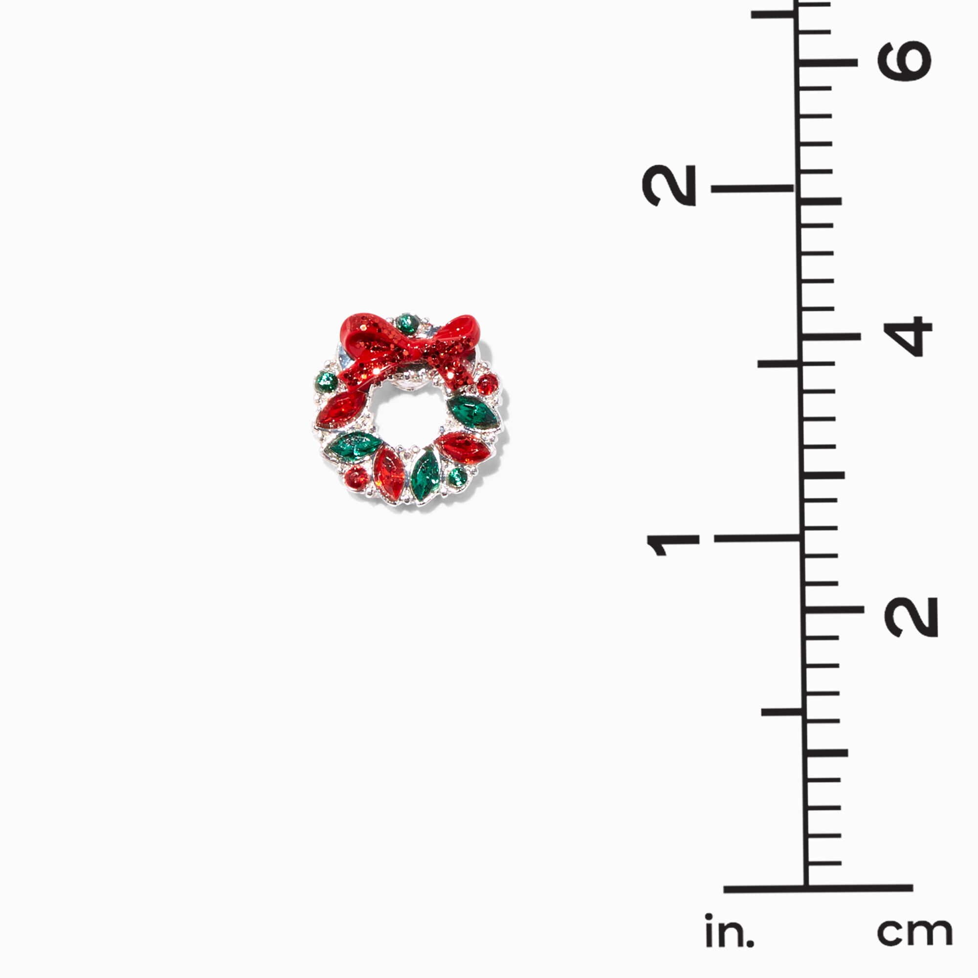 Rhinestone Christmas Wreath Stud Earrings,