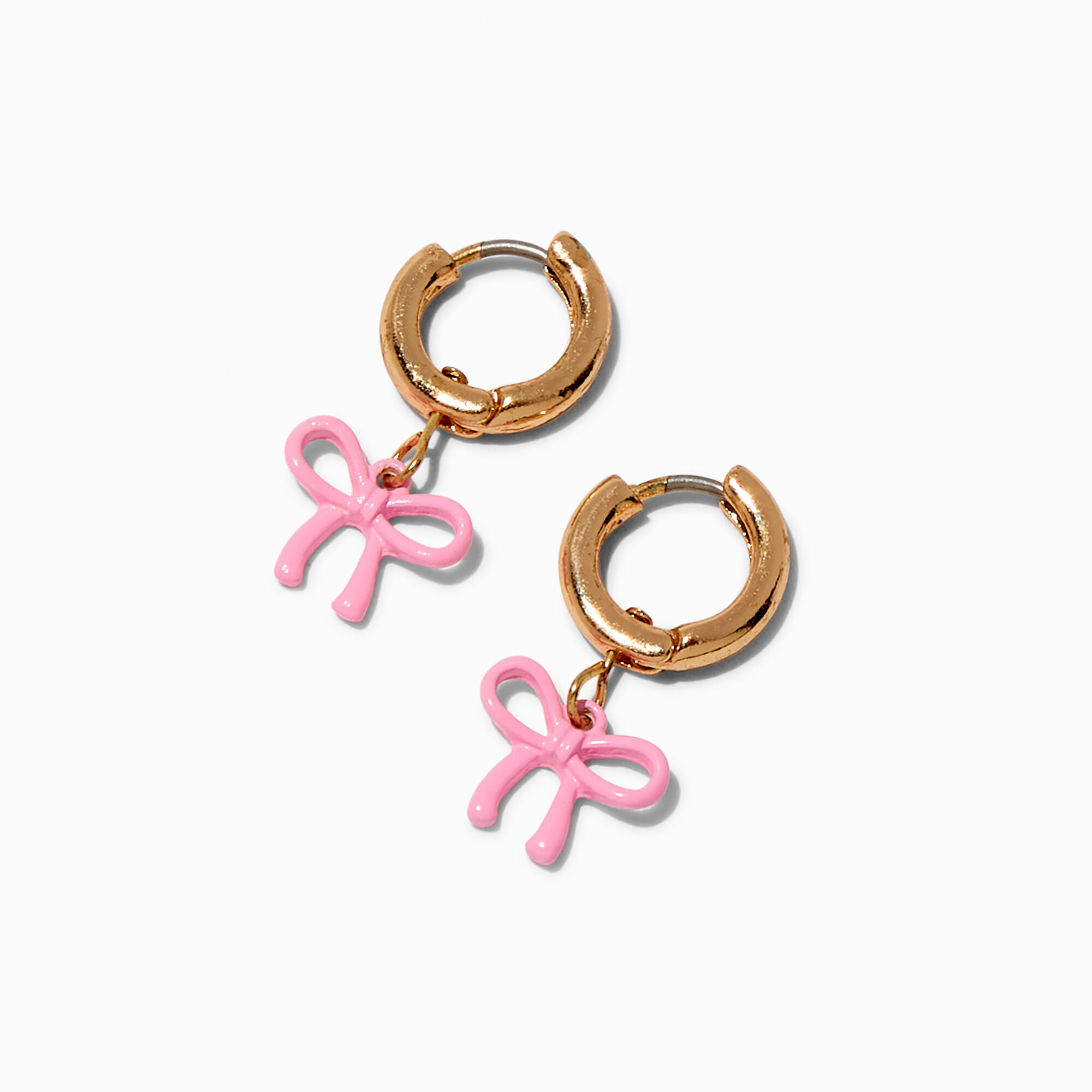 Pink Bow Hoop Earrings Claire s US