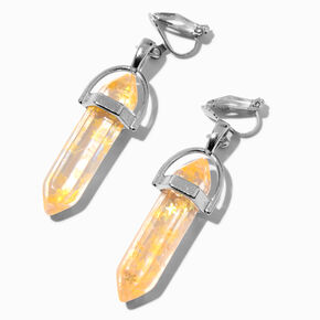Orange 1&#39;&#39; Glow in the Dark Mystical Gem Clip-On Drop Earrings,