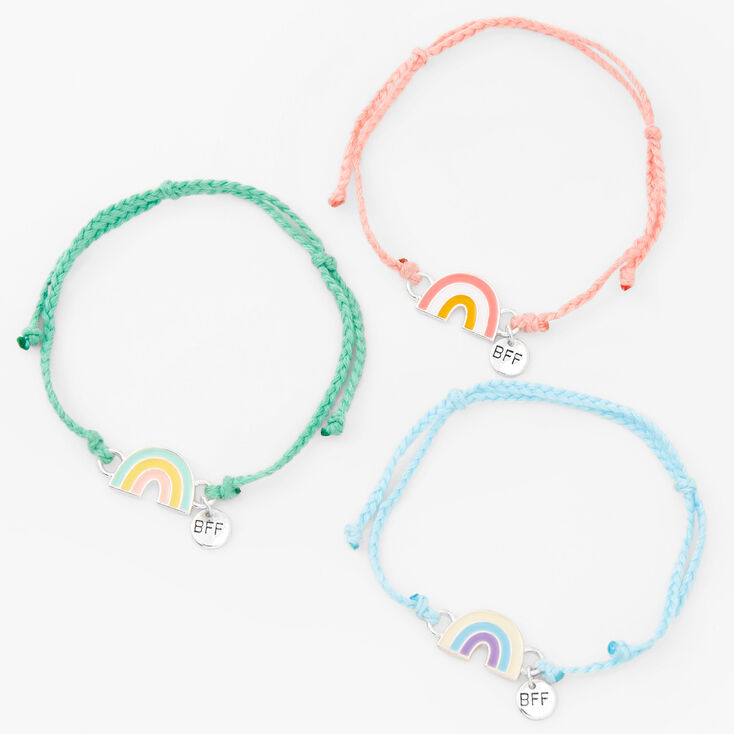 Pastel Rainbow Adjustable Friendship Bracelets - 3 Pack,