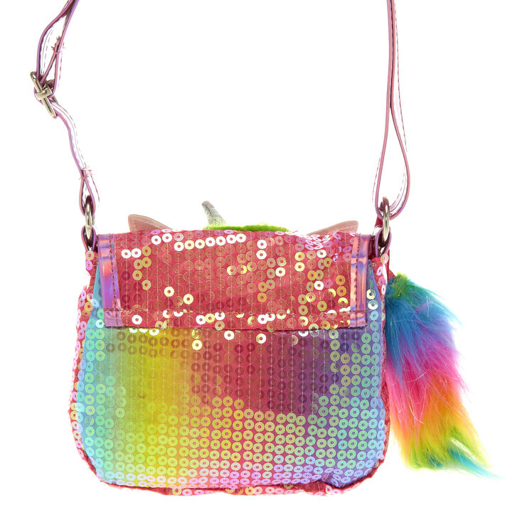 Claire&#39;s Club Starbright the Unicorn Rainbow Unicorn Sequin Crossbody Bag,