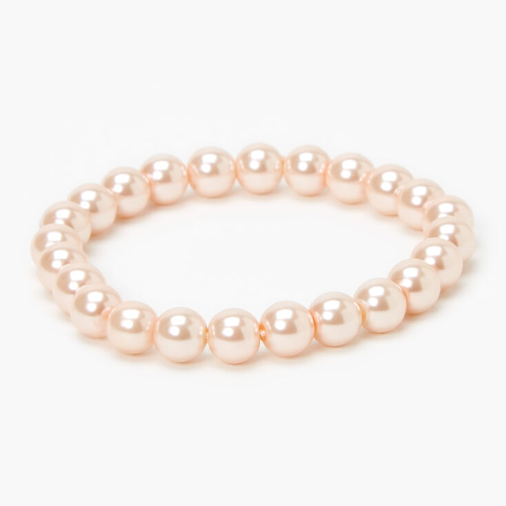 Bracelet &eacute;lastique avec perles d&#39;imitation classique - Rose tendre,