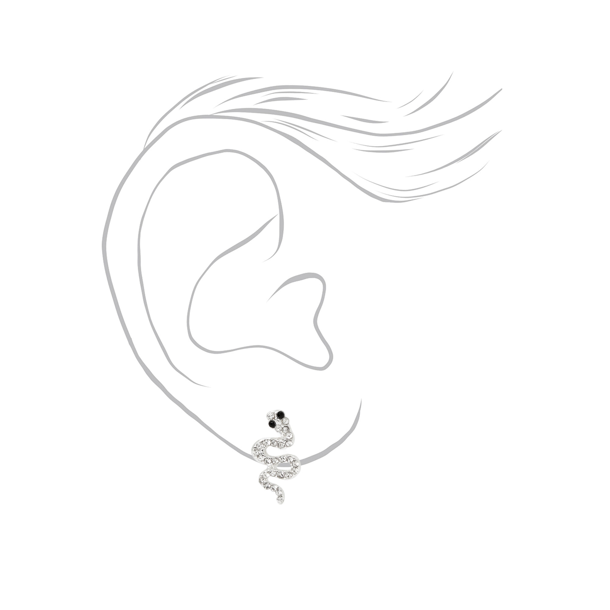 Silver tone Snake Clip On Earrings Claire s
