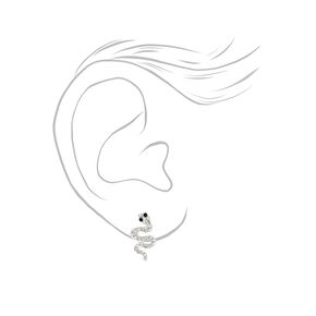 Silver Snake Clip On Stud Earrings,