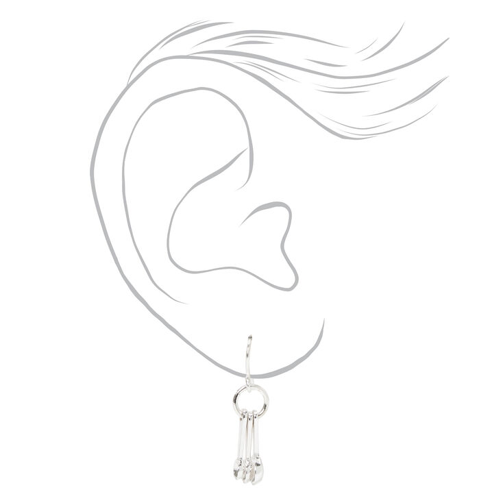 Silver 1&quot; Measuring Spoons Drop Earrings,