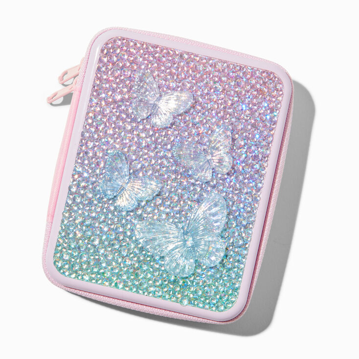 Pink Butterfly Bling Makeup Tin,