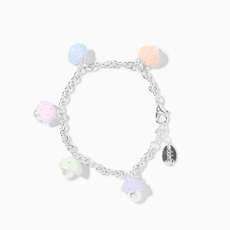Pastel Rainbow Mushroom Pearl Charm Bracelet,