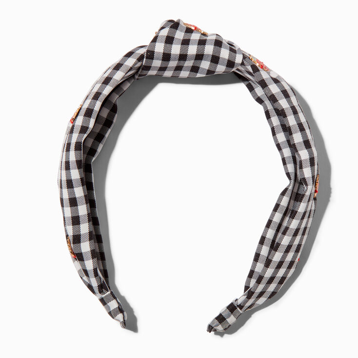 Strawberry Gingham Knotted Headband,