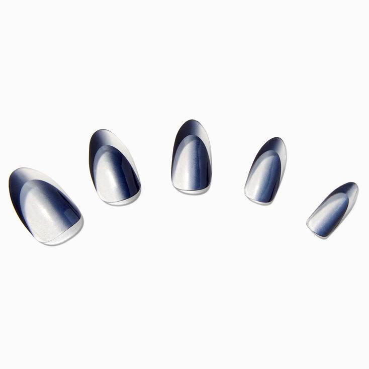 Black Shadow French Squareletto Vegan Faux Nail Set - 24 Pack,