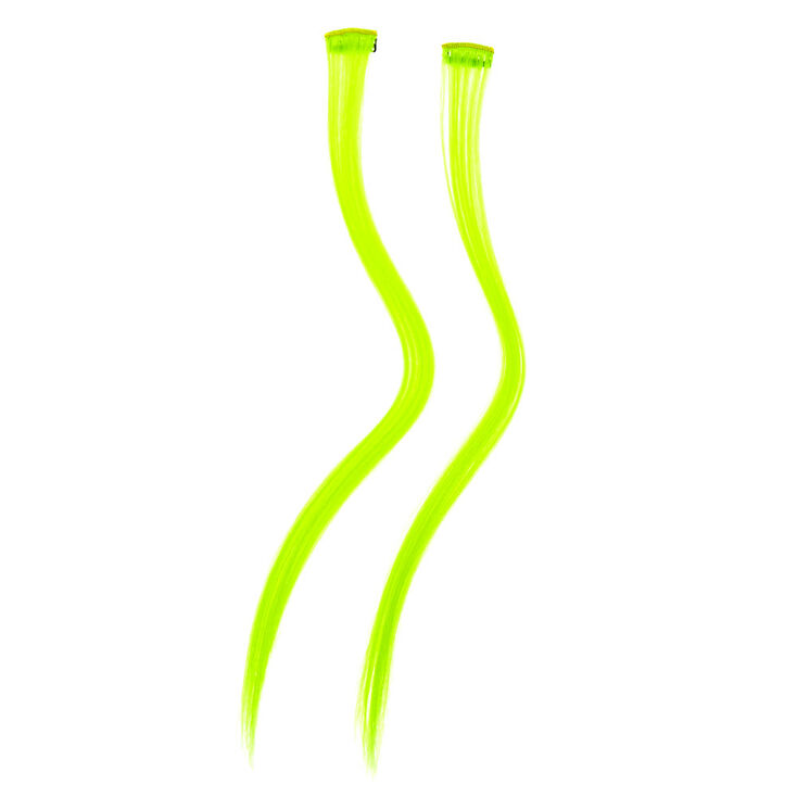 Faux Hair Clip In Extensions - Neon Yellow, 2 Pack,