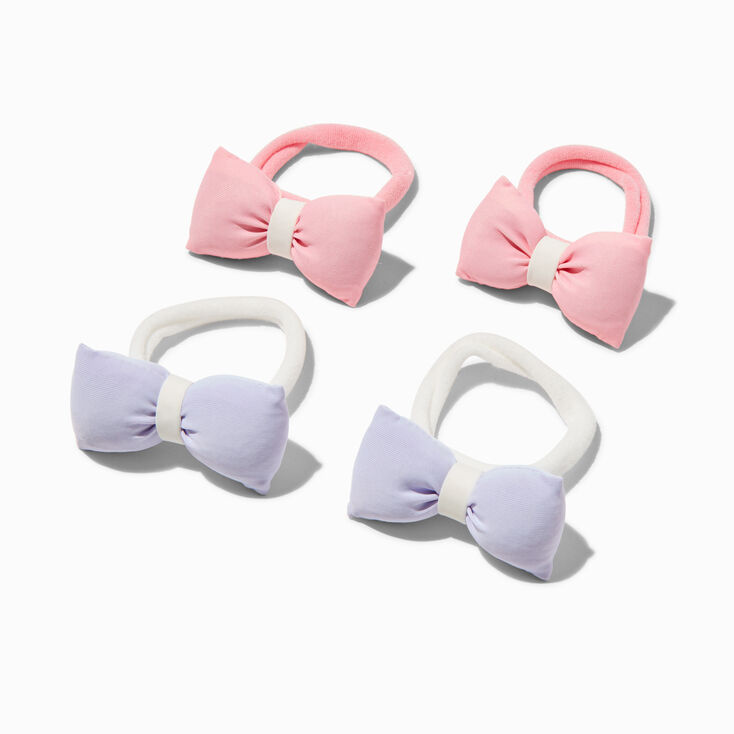 Claire&#39;s Club Pastel Puffy Bow Hair Ties - 4 Pack,