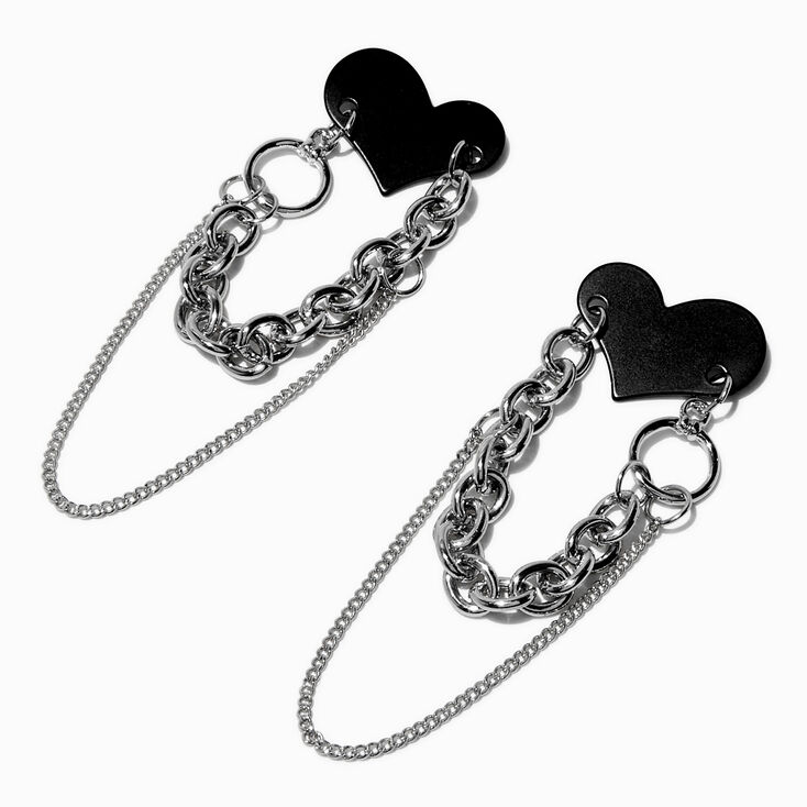 Pendantes 8&nbsp;cm maillons de cha&icirc;ne c&oelig;ur noires,