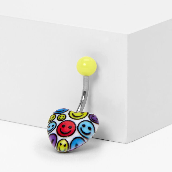 Happy Face Heart Belly Ring,