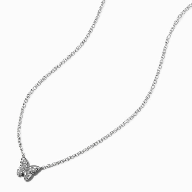 C LUXE by Claire&#39;s Sterling Silver 1/10 ct. tw. Laboratory Grown Diamond Pav&eacute; Butterfly Pendant Necklace,