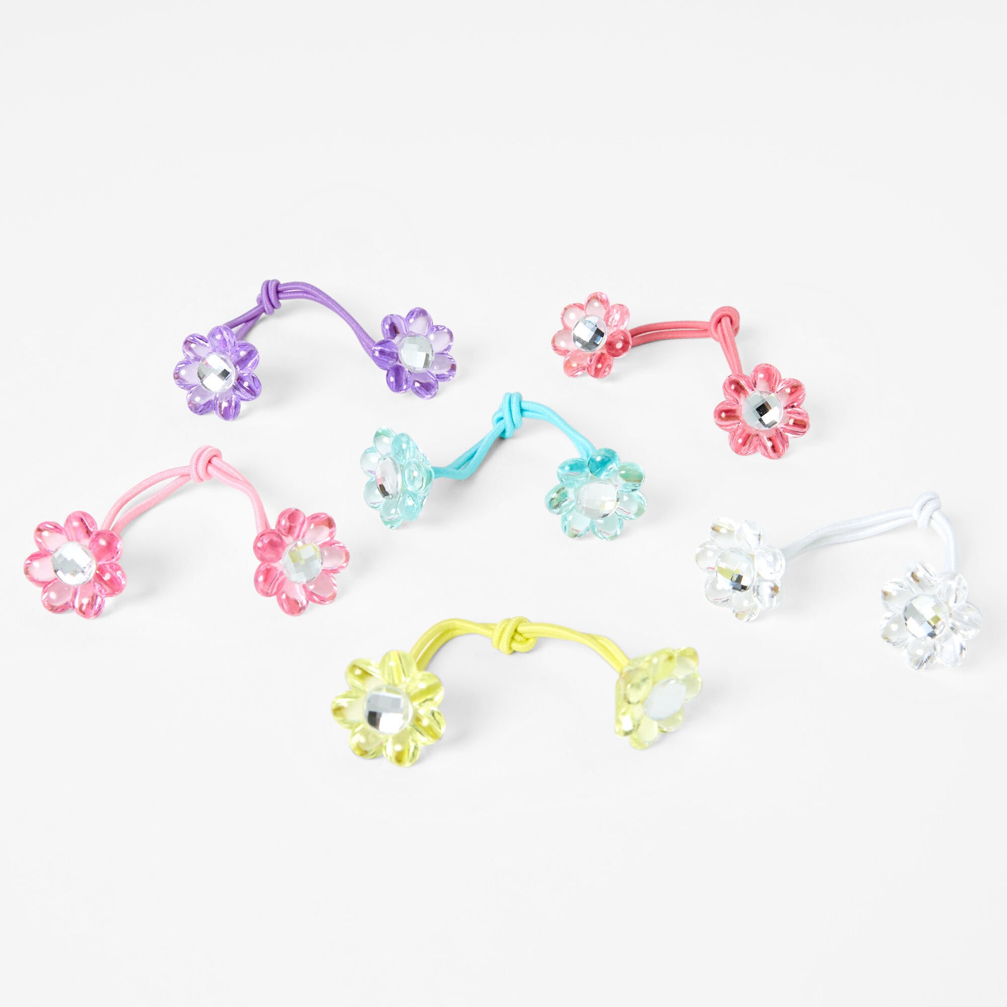 Claire's Club Pastel Flower Hair Ties - 6 Pack,