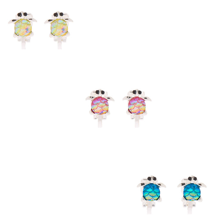 Turtle Shell Clip On Earrings - 3 Pack,