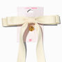 T H E M E x Claire&#39;s White Long Tail Gold-tone Heart Charm Hair Bow Clip,