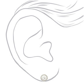 Silver-tone Pearl Clip On Stud Earrings,