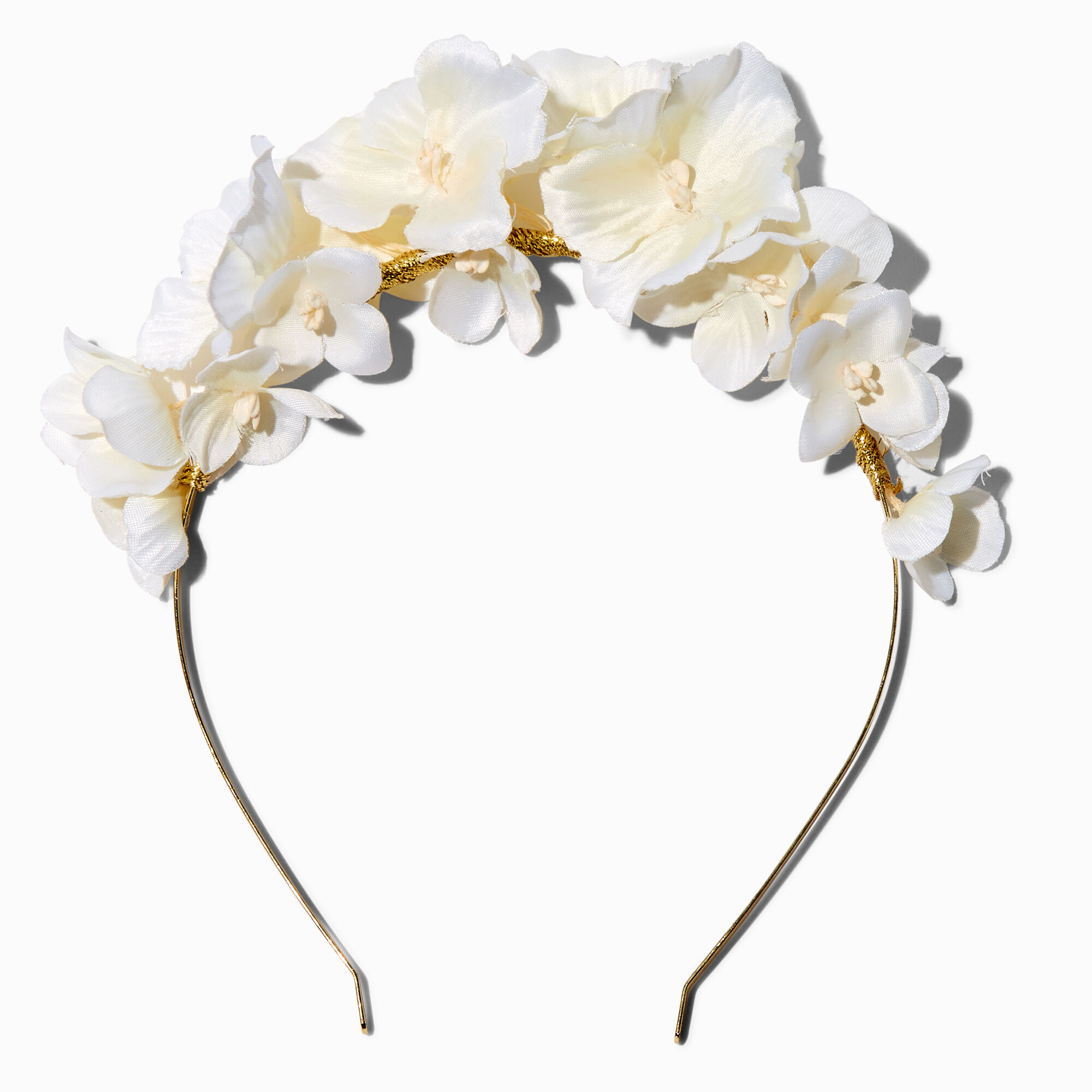 View Claires Flower Crown Gold Headband White information