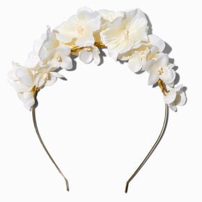 White Flower Crown Gold Headband,