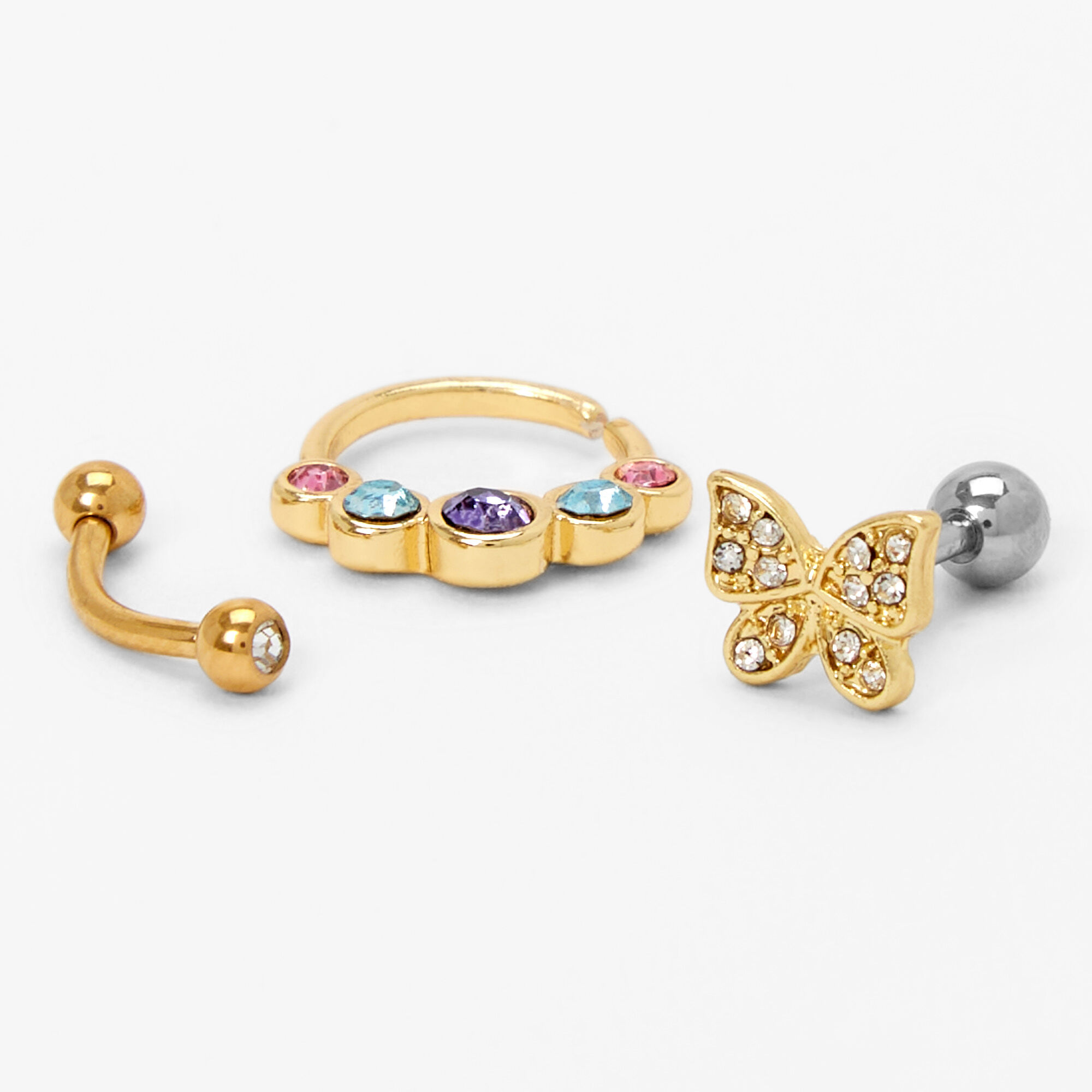 Gold 16G Butterfly Dream Cartilage Earrings - 3 Pack,