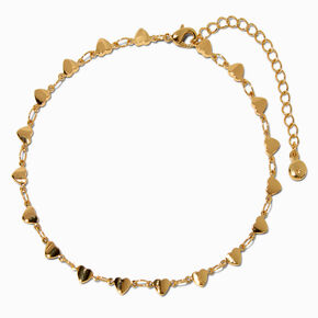 Bracelet de cheville cha&icirc;ne multi-c&oelig;urs couleur dor&eacute;e,
