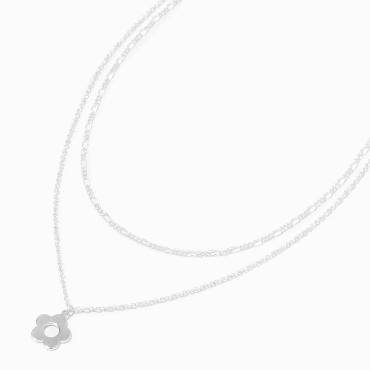 Silver-tone Metal Daisy Pendant Multi-Strand Necklace,