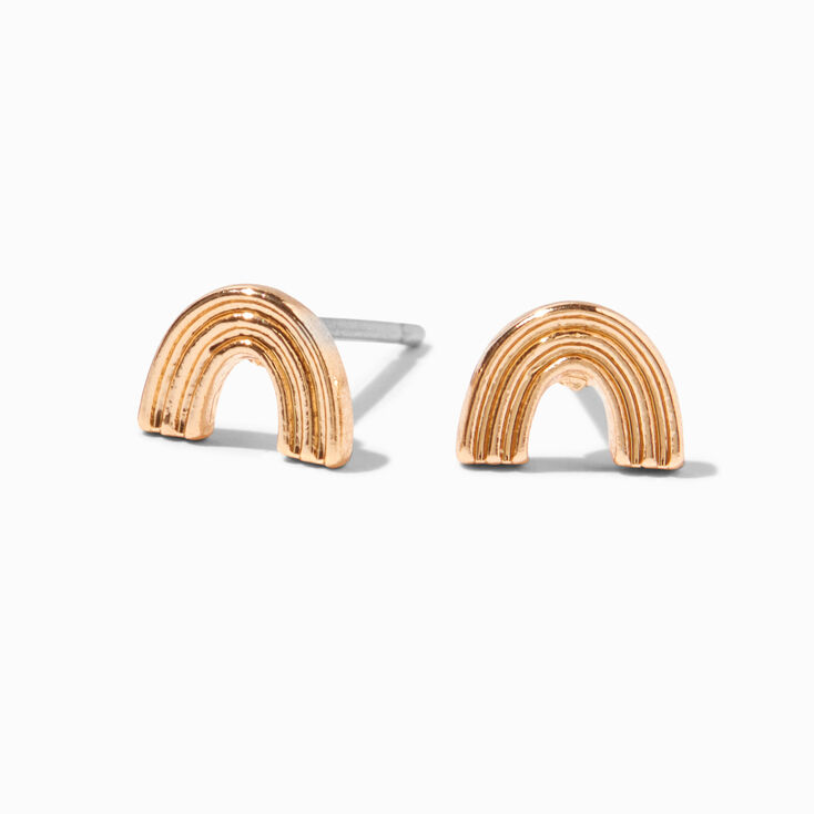Gold Rainbow Stud Earrings,