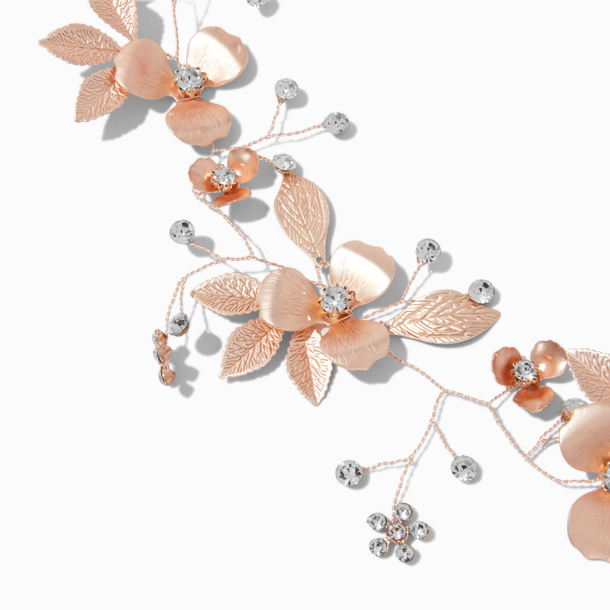 Ornement pour cheveux floral strass couleur doré rose,