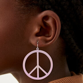 Pink Ombre Peace Sign 1.5&quot; Drop Earrings,
