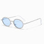 Crystal Studded Oval Blue Lens Sunglasses,
