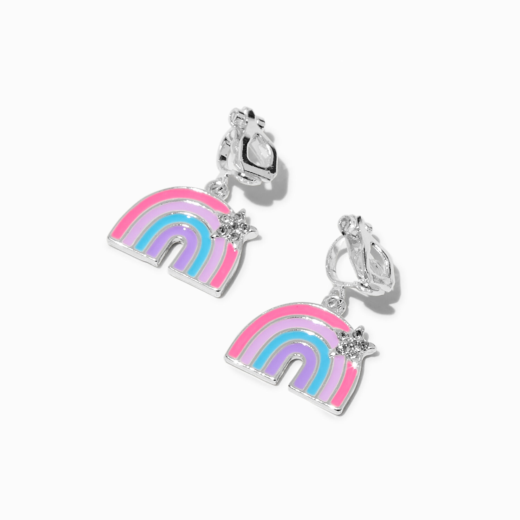 View Claires Star Rainbow 1 ClipOn Drop Earrings Silver information